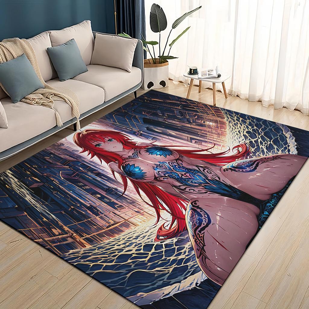 3D Cartoon High School DxD Sexy Girl Rias Akeno Asia Carpet Rug for Living Room Bedroom Home Sofa Decoration,Non-slip Floor Mat