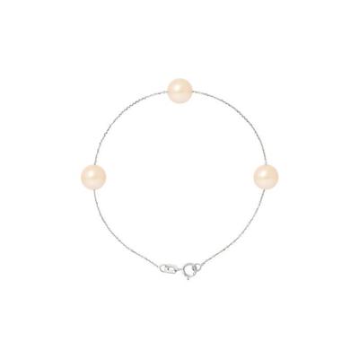 Bracelet - Pearls & Colors - 3 Freshwater Cultured Pearls 7-8 Mm - 925 Sterling Silver - Woman - 18 Cm