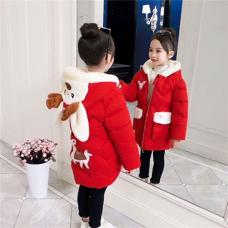 Mädchen Baumwollgepolsterte Kleidung Mode Bestickte Kinder Winter Verdickte Große Pelzjacke
