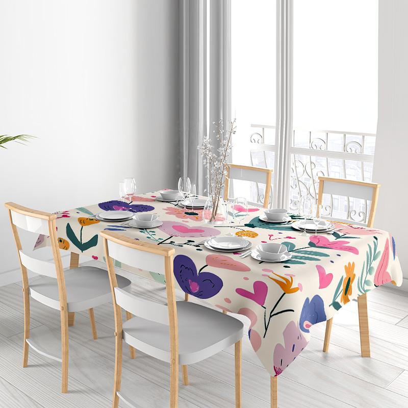 Colorful Floral Printed Tablecloth Perfect for Dining Tables Washable Food Cover Decor in Various Sizes