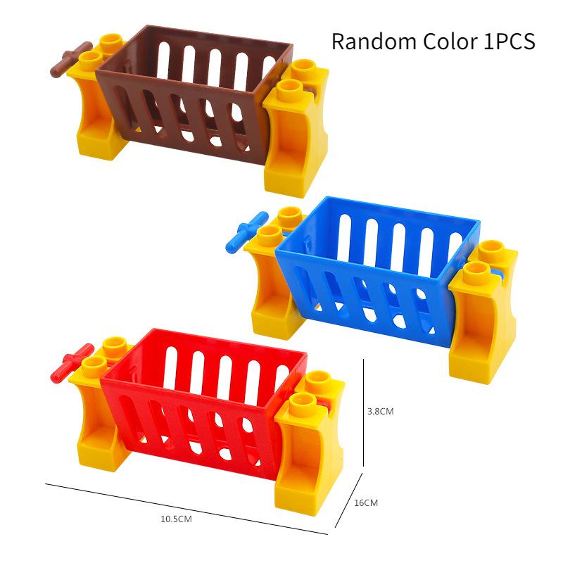 Big Building Block Accessories Train Track Traffic Signs Light Roadblock Parking Pole Fence Compatible Outdoor Series Kids Toys