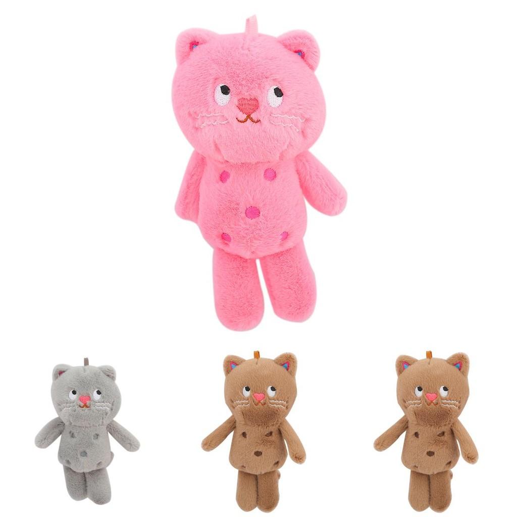 Adorable Polka Dot Cat Plush Doll Keyring In Soft Snow Melton Fabric For Cat Lovers