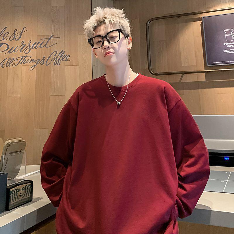 Men's Heavyweight Long Sleeve Cotton T-shirt: Versatile, Loose-Fit Base Layer for Autumn/Winter 2025