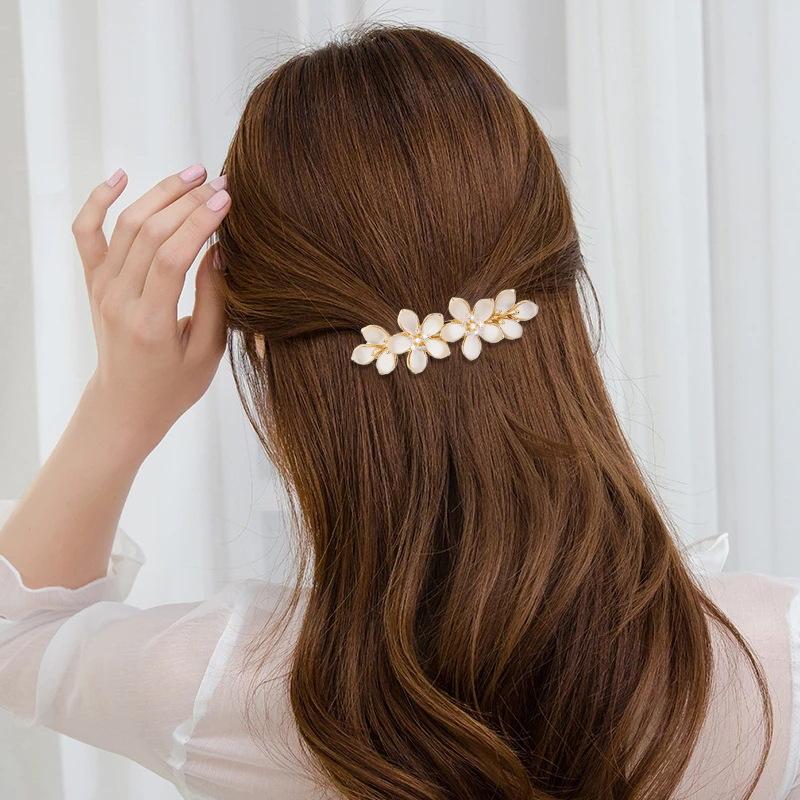 Vintage Floral Rhinestone Hair Clip Cute Sweet Hair Accessory for Girls Women Wedding Cosplay Party Wear
