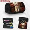 1pc Patriotic Kitty Red Design Double Layer Flip Pencil Case-2D Printing, Large Capacity Zipper Closure, Suitable for Schools, Offices and Travel, Ide