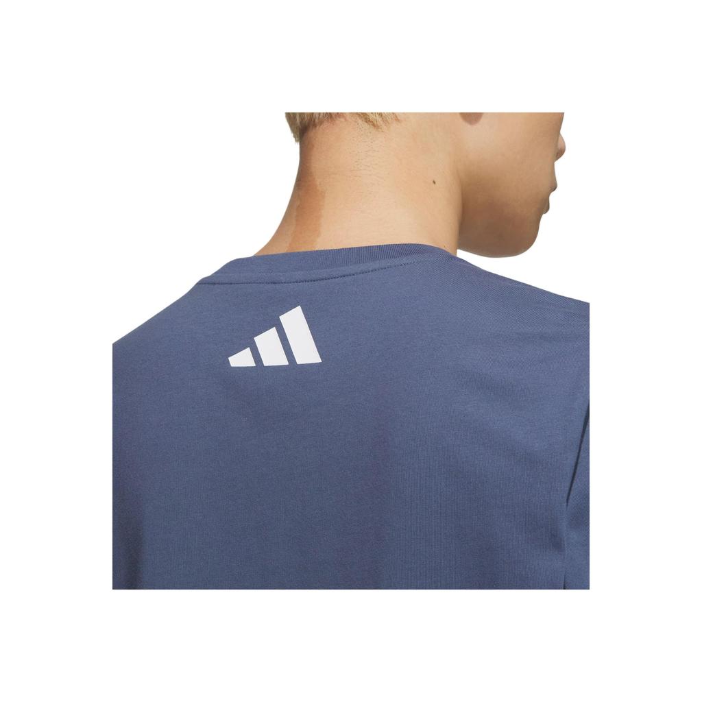 adidas Graphic Short Sleeve T-Shirt Comfortable Versatile Casual Soft Men T-Shirts Gray Blue KB7749