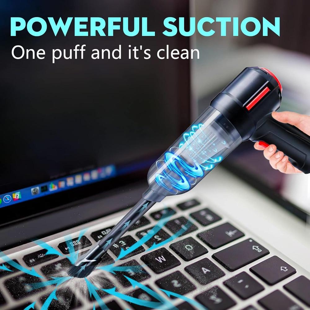 Air Duster & Mini Vacuum Keyboard Cleaner 3-in-1 Portable Electric Air Can Cordless Blower Computer Cleaning Kit