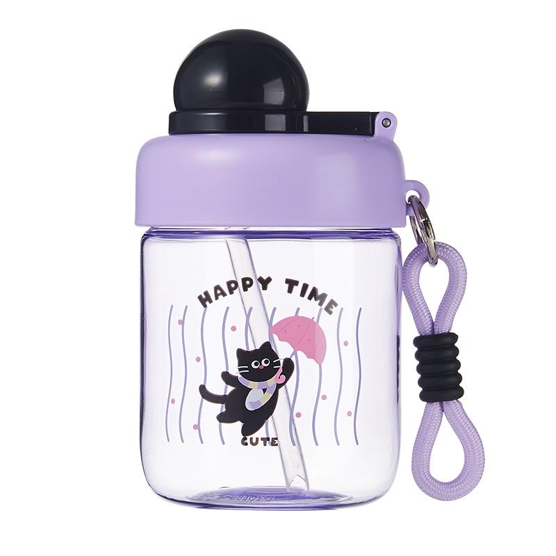 Cartoon water cup, children's drop-proof portable cup, men's and women's portable cups, student cute plastic cups with handles