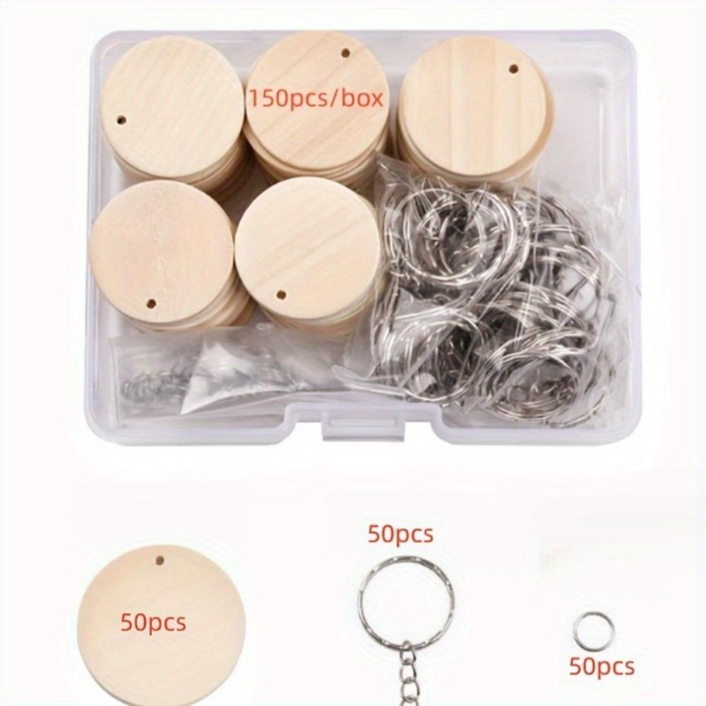 150Pcs/1box DIY Wooden Keychain Making Kit Key Rings - Create Unique and Personalized Keychains