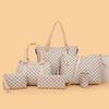 New Women's Large-capacity Mother and Child Bag Six-piece Fashion Printing Handbag Contrasting Color Plaid Shoulder Bag Messenger Bag
