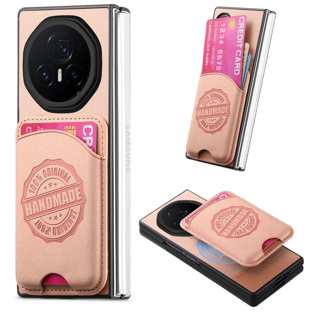 For Honor Magic V3 5G Case Compatible with MagSafe Denim Texture Leather Back Cover with Card Bag