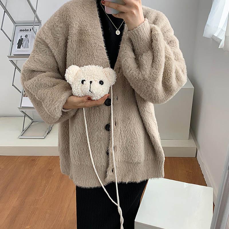 Cute Bear Plush Shoulder Bag For Children Kids Cartoon Messenger Bags Kawaii Plush Purses Little Girls Stuffed Animals Backpack