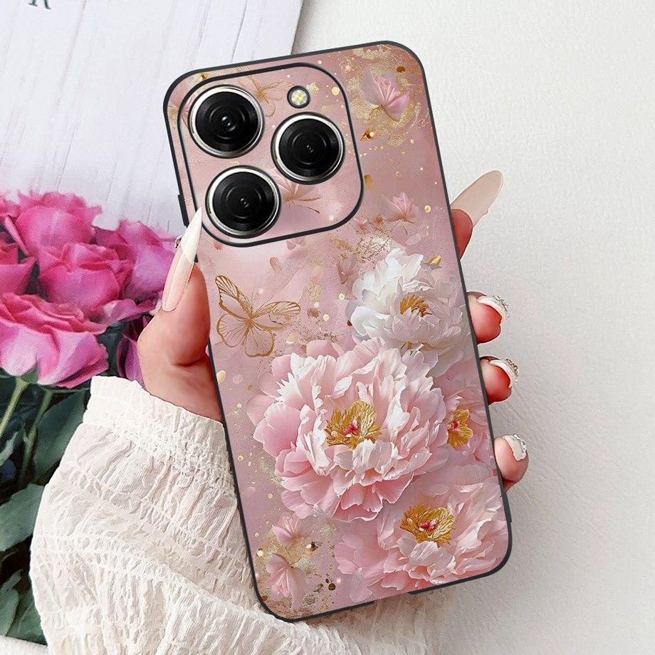 Luxury Matte Silicone Soft Case For Tecno Spark 20 20Pro 20 Pro+ 4G 5G Spark 20C KJ7 KJ6 KJ5 BG7 Capa Flower Loving Heart Cover