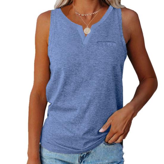 Damen-Oberteile, ärmellos, V-Ausschnitt, breite Träger, einfarbig, Spleißdesign, atmungsaktiv, Tanktops für den Alltag
