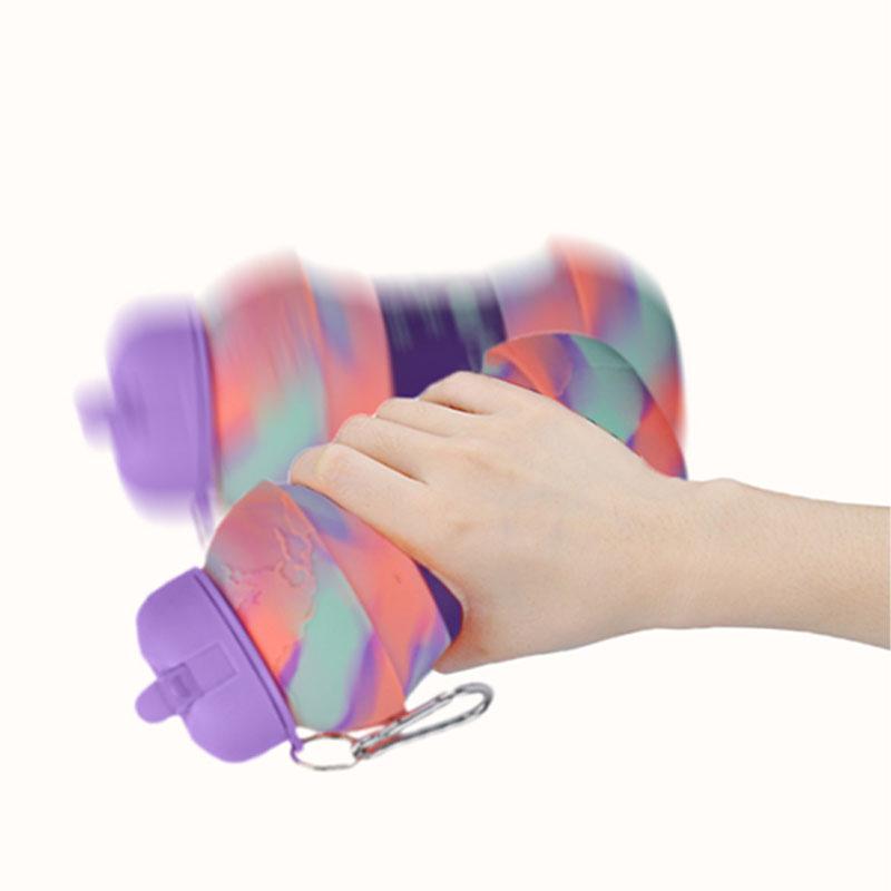550ml Creatieve Siliconen Waterfles voor Kinderen Meisjes Jongens BPA-vrij Draagbare Opvouwbare Waterflessen met Rietje Kindercadeau