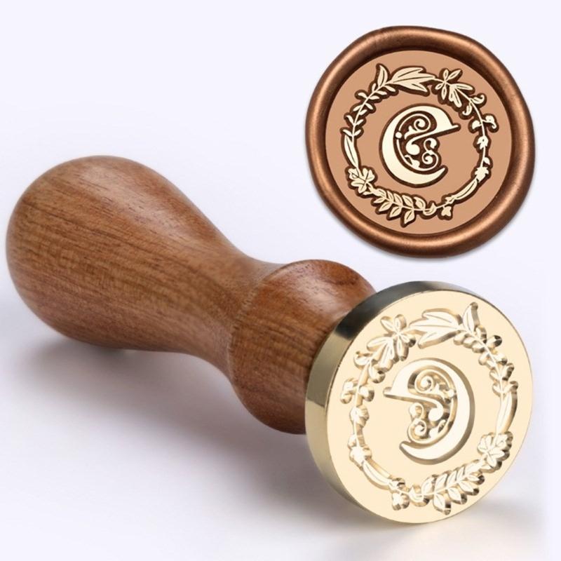 Sealing Stamp Wood Handle with Letter Stamp Head, for Scrapbooking Seal Envelopes Wedding Invitation Embellishments