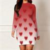 2025 Herbst und Winter Neu 3D Liebesmuster Druck und Färbung Damenmode Langärmeliges Rundhals Hüftbetontes Kleid Valentinstag Limited