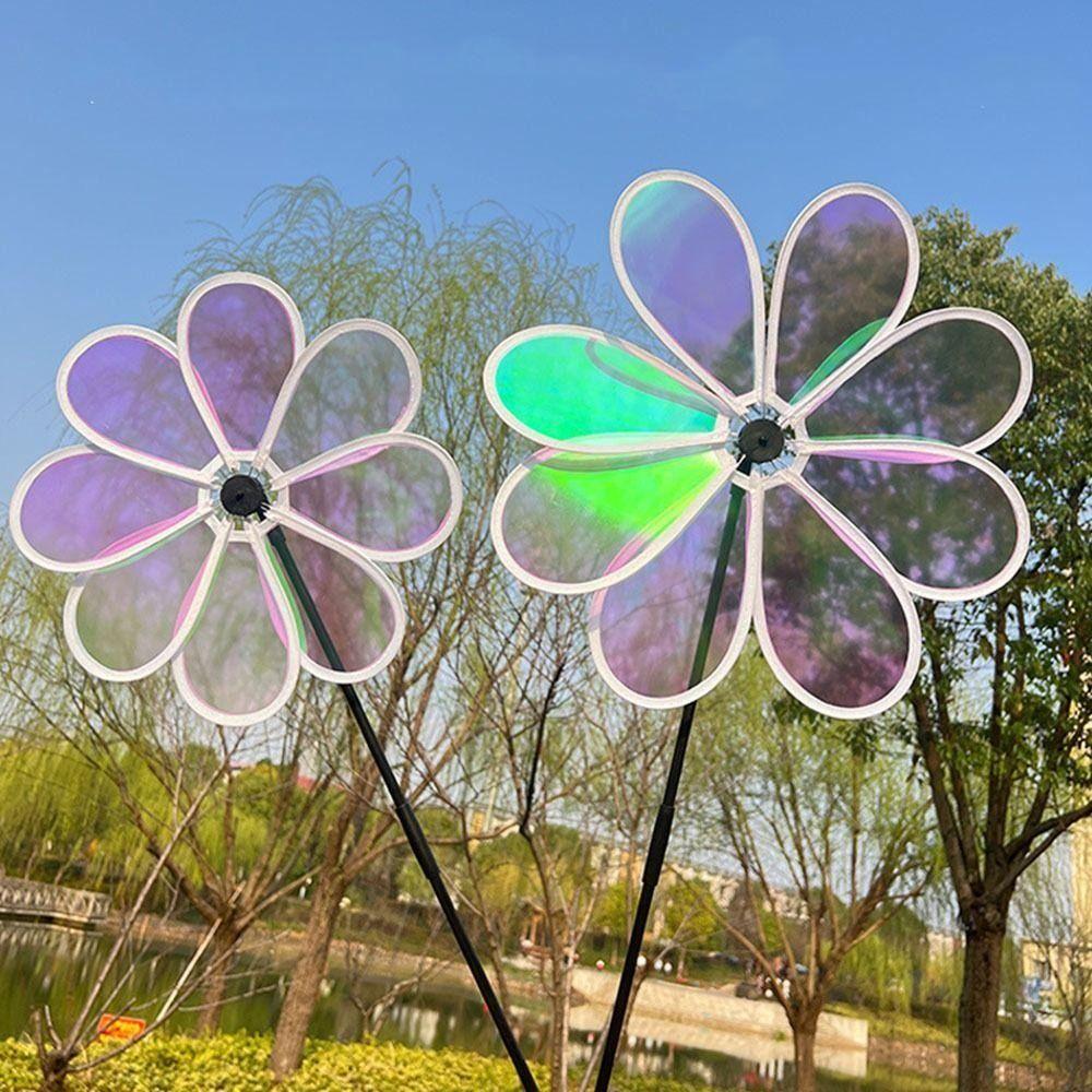 1Pcs Grounding Mounted Eight-leaf Windmill Kindergarten Children's Toys Wind Spinner  For Outdoor