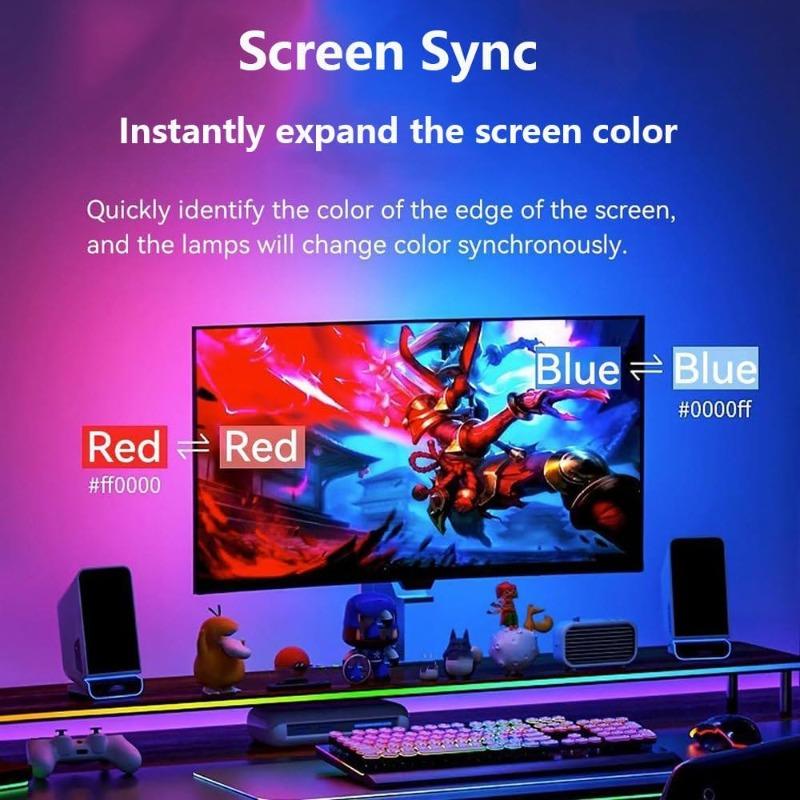 Monitor Led Backlights, RGB Pc Light for Monitor, Smart Led Light Monitor That Sync with Screen Color Or Music, LEDs for Desk Gaming, USB Port, 24in