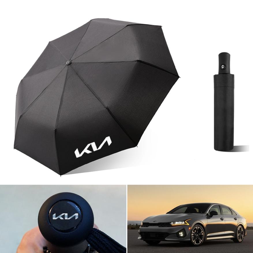 ANF3   Car Emblem Umbrella Folding Black Portable Parasol For KIA Carnival Niro EV9 K8 Forte Cerato Sportage Ray EV Telluride Seltos
