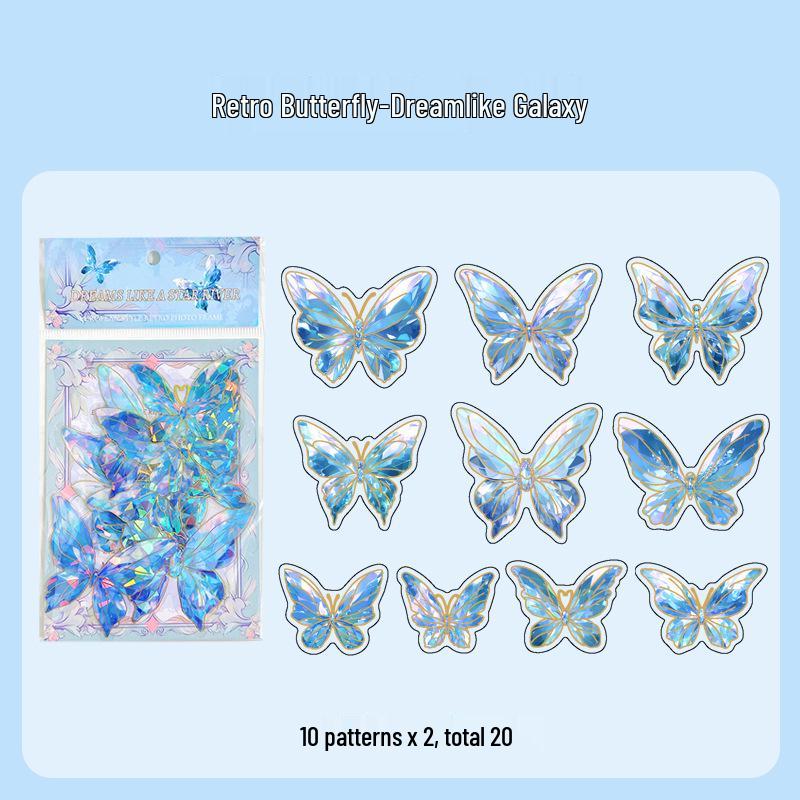 Dazzling 3D Laser Butterfly PET Sticker Pack for DIY Journal Decoration