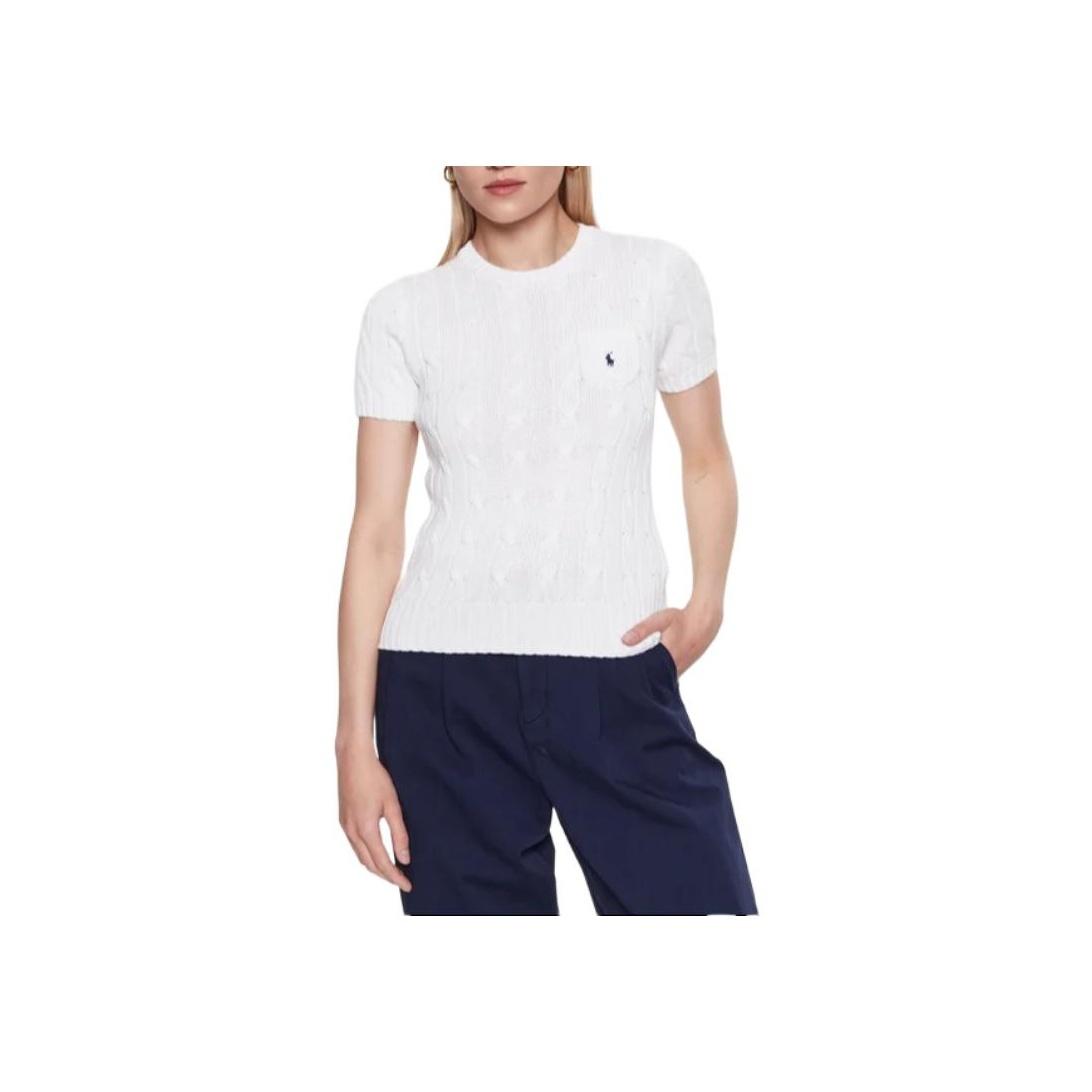 

Polo Ralph Lauren Однотонный трикотажный топ с коротким рукавом и круглым вырезом с логотипом Женские топы Белый 211895379-005 L