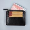 Portefeuille porte-cartes en cuir vintage pour homme Blocage RFID Fin Fermeture éclair Porte-monnaie Portefeuille minimaliste pour poche avant avec plusieurs fentes pour cartes et fermeture à bouton-pression