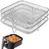 Three Stackable Air Fryer Stainless Steel Basket Tray Rack Ovens Racks Air Fryer Accessories Kitchen Gadgets Baking Tools