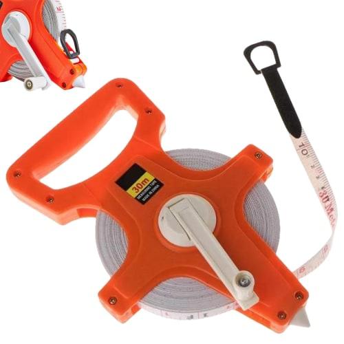Measuring Tape Reel, Lightweight Open Tape Measure Reel, 20m/30m Hand Crank Fiberglass Tape Measure, Open Reel Long Tape with Feet and Meters for Cons