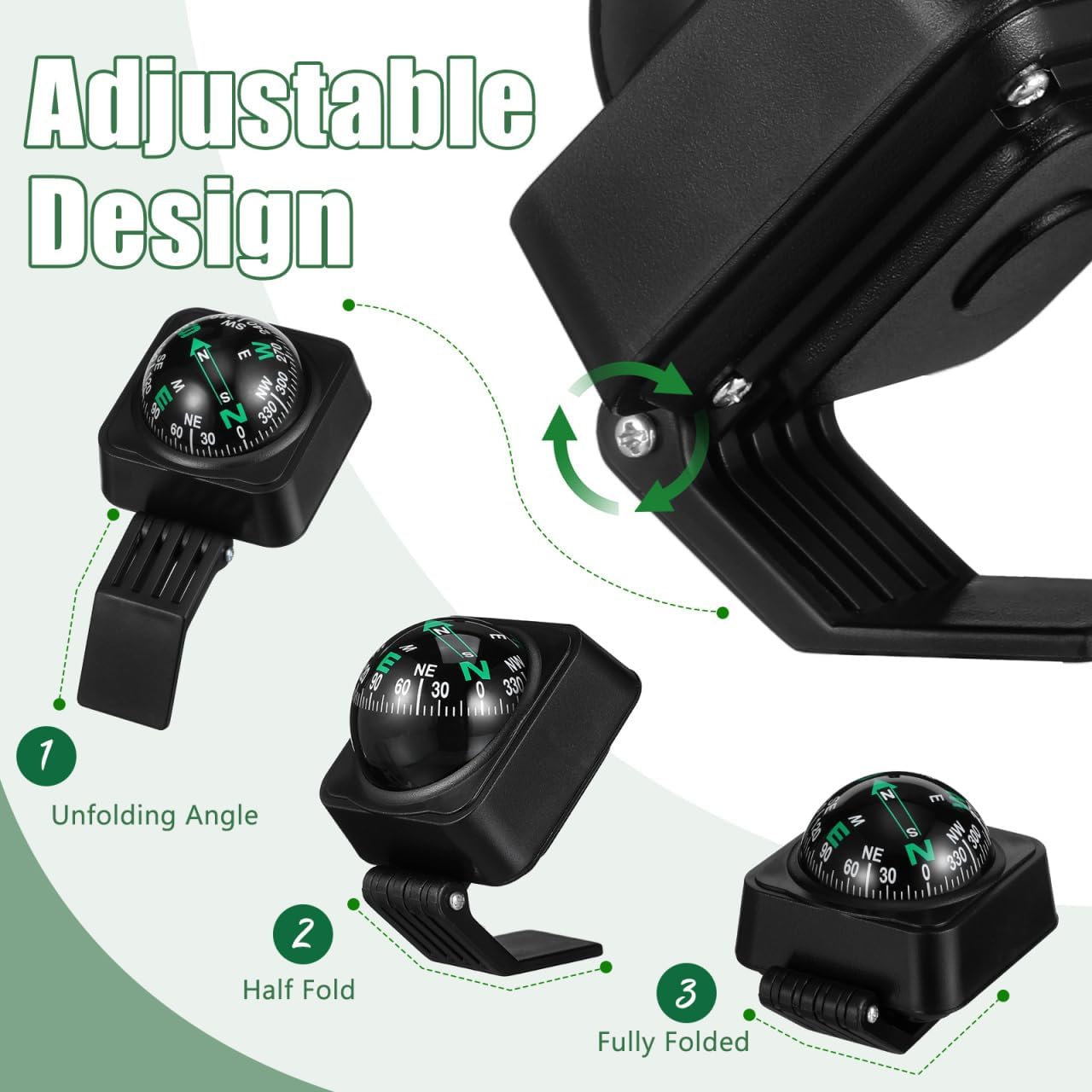 

Housoutil Car Compass Dashboard Ornament Portable Automotive Compass Ball with Adjustable Direction Navigation for Car Truck Boat 2.59X2.16X2.16In