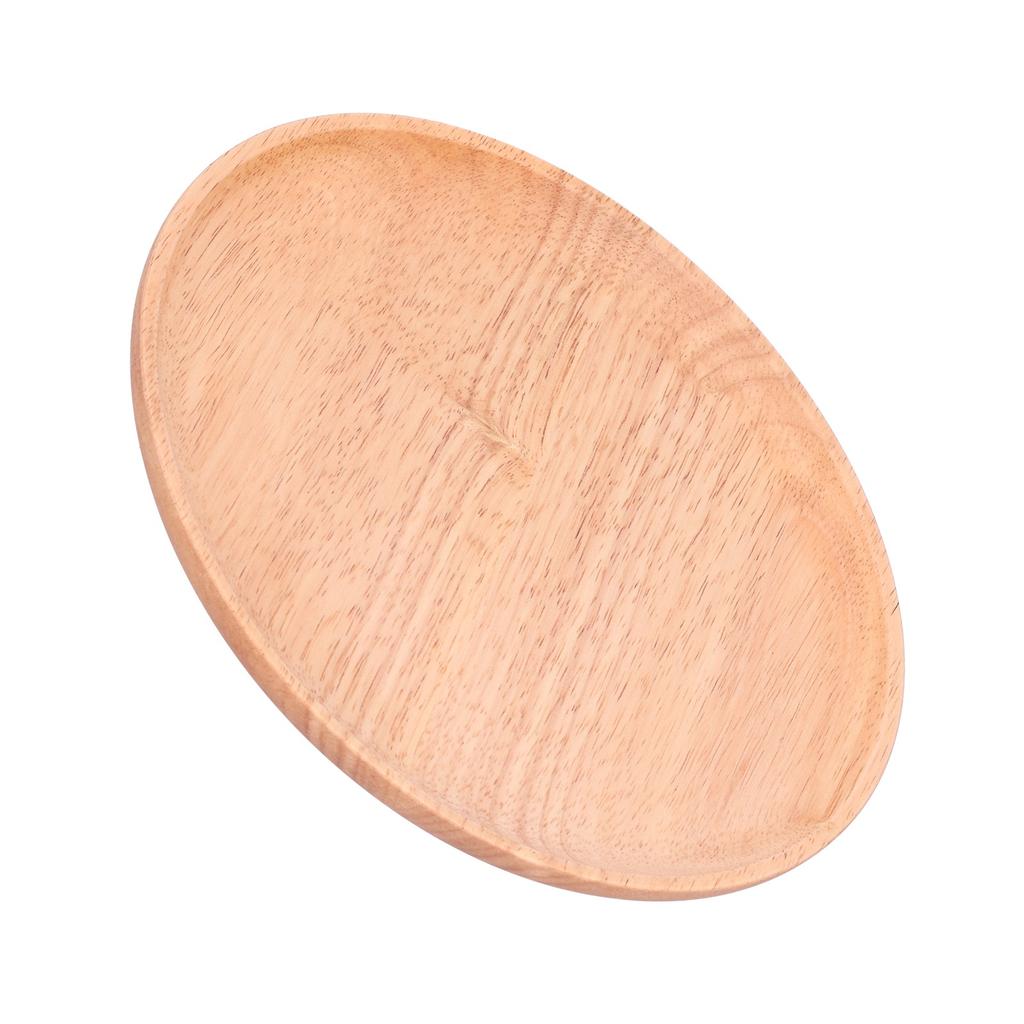 Rubber Wood Dinner Plate Round Tea Serving Tray Fruit Snack Tray Food Storage Plate24cm