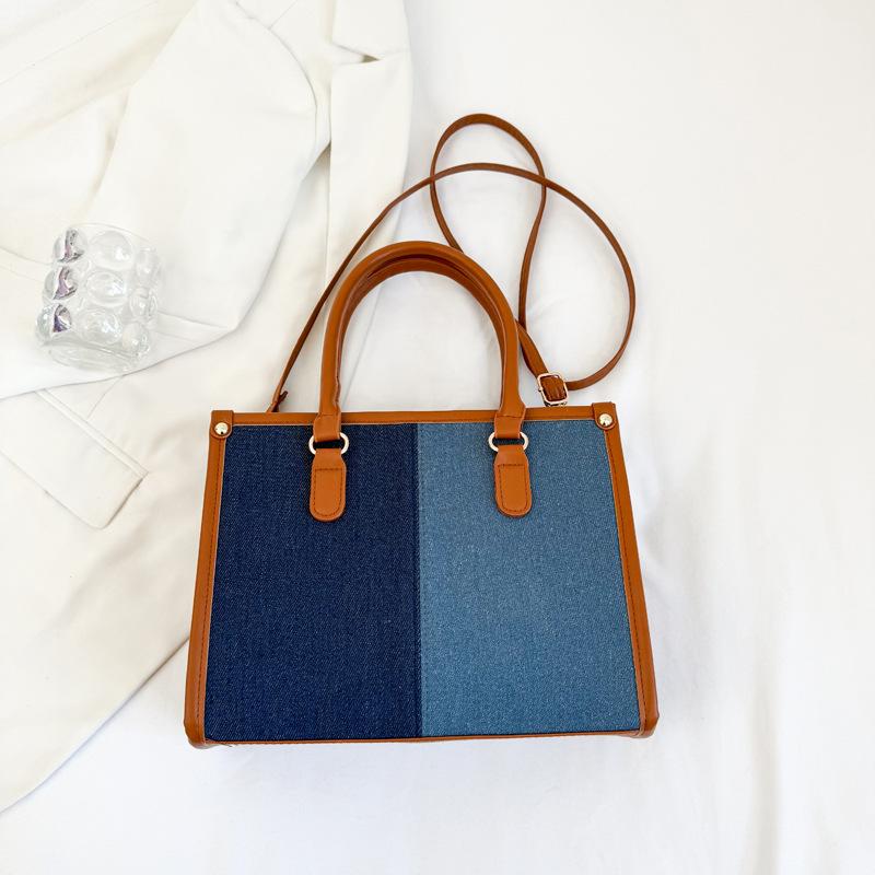 

New autumn and winter contrasting color women s bags large-capacity tote bags shoulder bags women s crossbody square bags large shopping bags