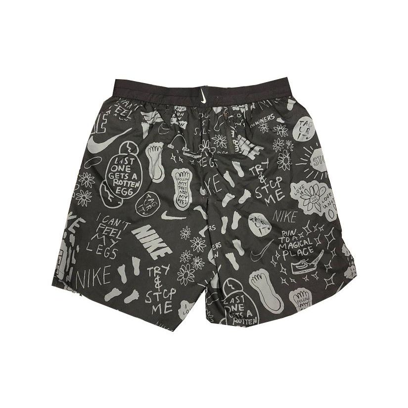 Nike All-Over Print Casual Athletic Straight-Leg Running Shorts Men Bottoms Black AT7808-010