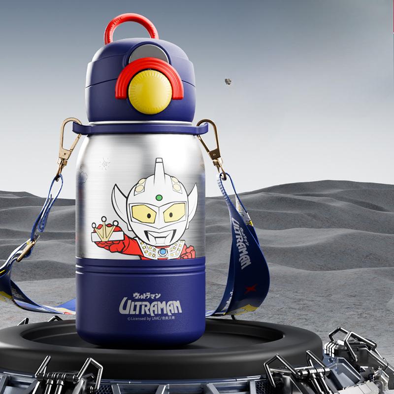 Ultraman Four Drink Smart Children's Thermos Cup Stainless Steel Kindergarten Large Capacity Straw Cup Portable Water Cup