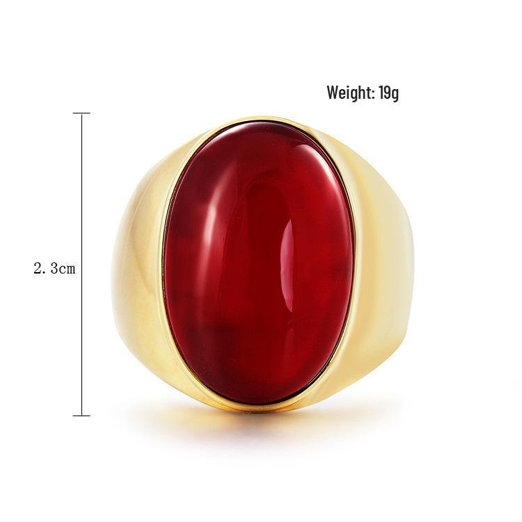 Retro Elegant Gemstone Titanium Steel Ring for Men and Women - Vintage Style Jewelry Band