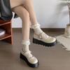Scarpe basse in pelle nere versatili stile britannico con plateau da donna 2025 nuove autunnali per rialzo gonna suola morbida scarpe Mary Jane