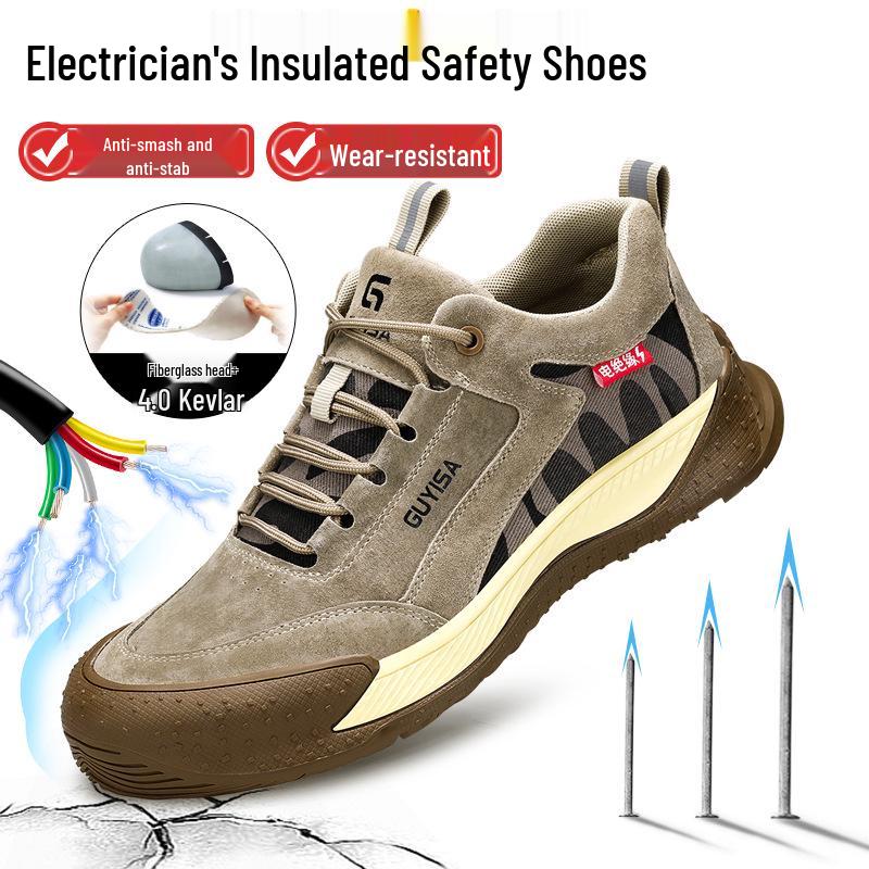 Men's Steel Toe Electrician Work Shoes - Anti-Smash, Anti-Puncture, Non-Slip, Wear-Resistant, Comfortable Safety Footwear
