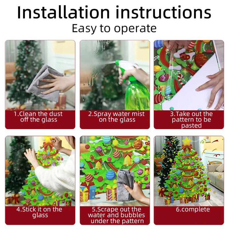 Christmas Static Cling Stickers - Reusable Santa Snowflake Window Decals for Glass Tiles with Slavic Folk Motifs