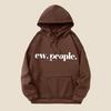Ladies Spring Autumn Casual Hooded Long Sleeve Big Pocket  EW.PEOPLE Letter Printed Pullover Hoodies Sweatshirt Top