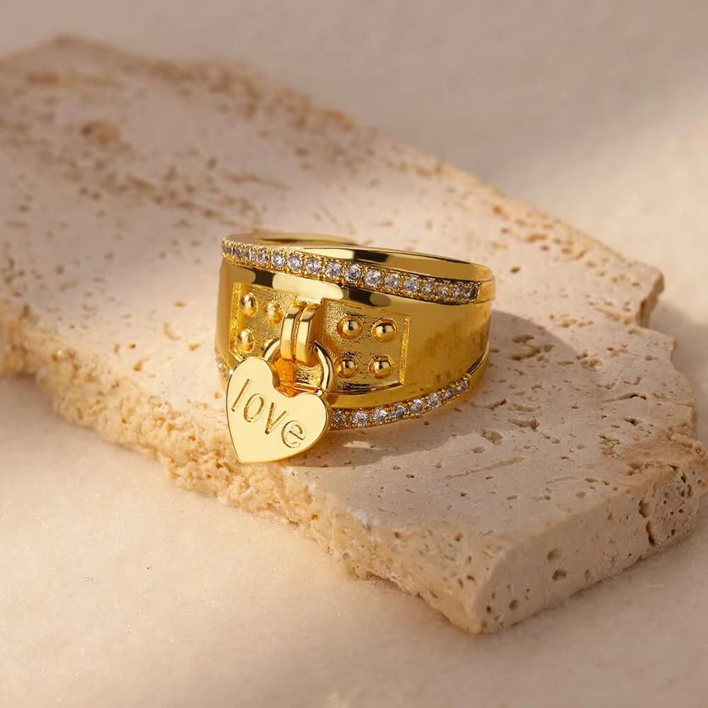 Inel deschis de modă de lux ușor, bicolore, în formă de X cu dungi, încrustat cu zirconiu de 14k pentru noul stil al femeilor