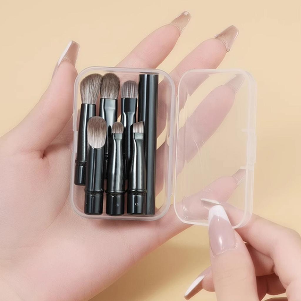6pcs Portable Makeup Brush Set, Detachable Brush Heads, Mini Travel Makeup Brushes Nose Contour Brush, Concealer Brush, Eyeshadow Brush