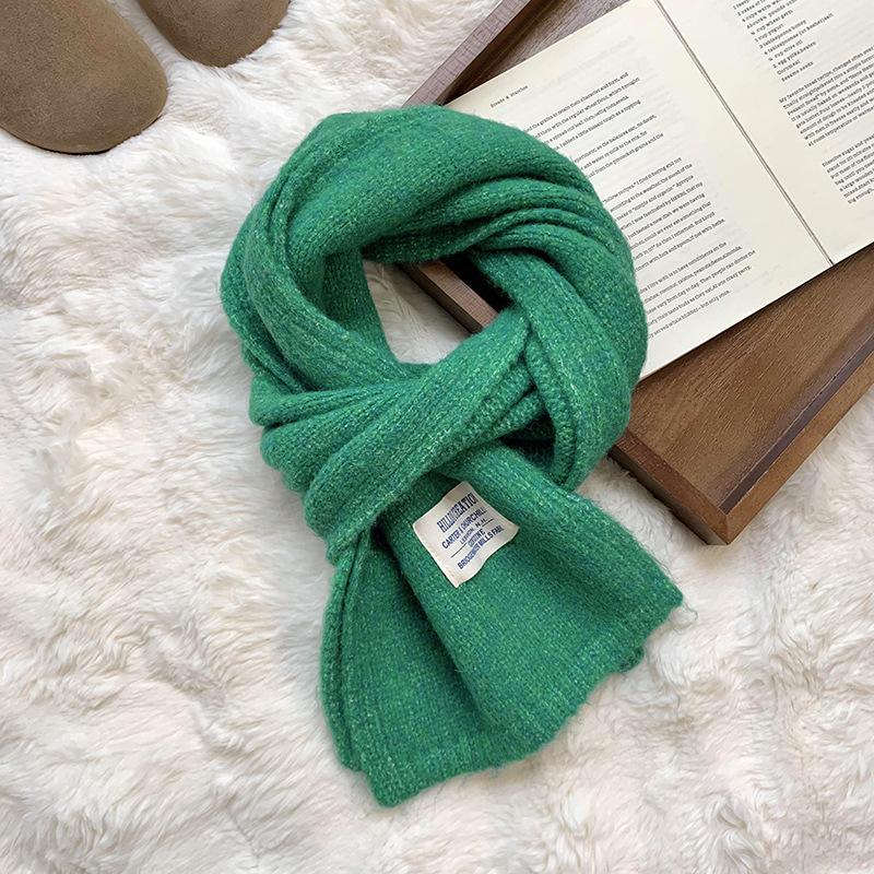 

Женский зимний шарф высокого класса, универсальный, однотонный, теплый вязаный шарф-шаль зелёный
