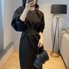 Long Crew Waist Straight Natural Body Popular [kisetsumate] Women's Dress, Fall/Winter/Spring, Neck, Design, Fit, Slimming, Type, Beautiful, Trendy,