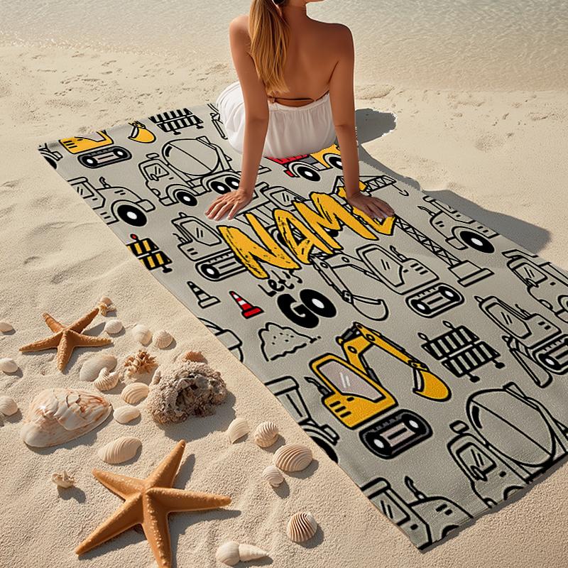 Individuelles ultraweiches Strandtuch mit Bagger-Thema, ideal für Pool - Camping, Tauchen - Perfekter Reisebegleiter, Lebendiges Strandtuch.