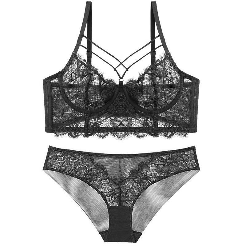 

Новые французские бретели для нижнего белья с драпировкой, верхняя поддержка, сексуальный бюстгальтер для маленькой груди 85D чёрный