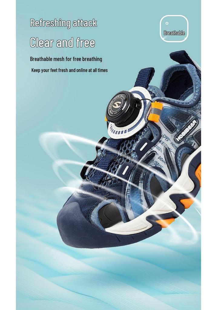 Happy Bear 25 Summer Children's Closed-Toe Beach Sports Sandals with Rotary Button for Boys