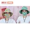 1-2PCS  Women‘s Sun Hat with Face Mask Floral Leaf Pattern Wide Brim UV Protection for Outdoor Hiking Gardening Beach