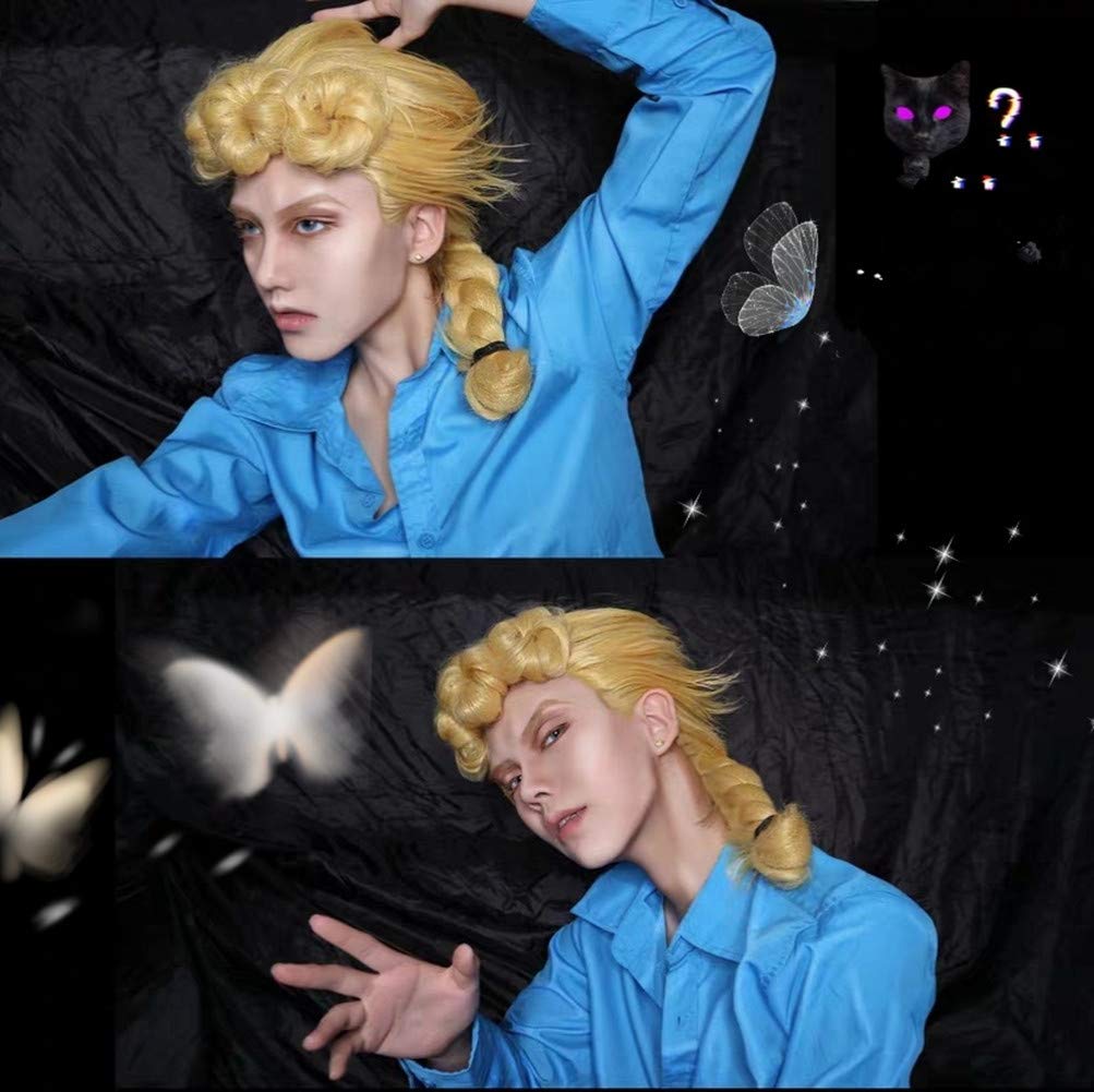 Eileen Bizarre Golden Wind Giorno Anime Christmas Wig Net Included JoJo's Adventure Wig, Wig, Halloween, Costume, Heat-Resistant +