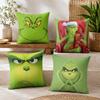 Cartoon GGrinchHs Cute Cushion Cover Natural Linen Organic Fabric DoubleSided Printing Breathable For Decor