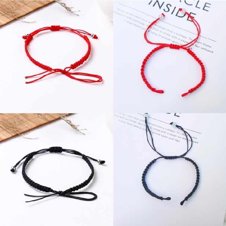 DIY Handwoven Semifinished Red Rope Bracelet Jade Thread Knitted Wrist Bangle
